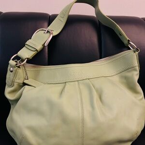 Authentic Coach Leather Shoulder Bag Hobo Mint Green